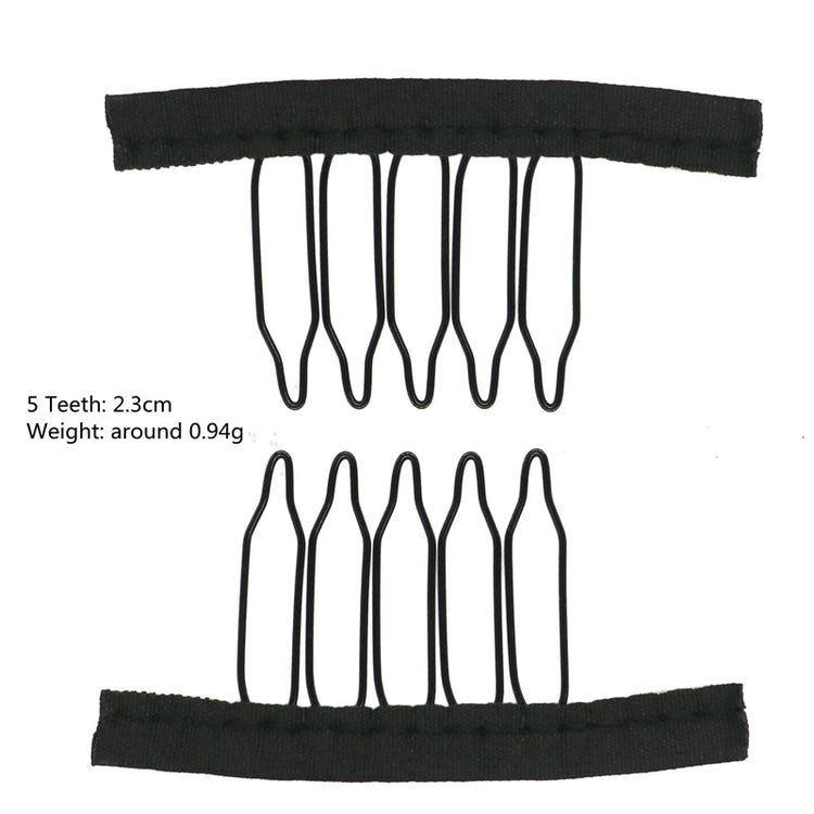 50Pcs Wig Combs to Secure Wig 4-7Teeth Wig Comb Wig Clips with Cloth for Making Wig Caps Steel Material Clips Combs