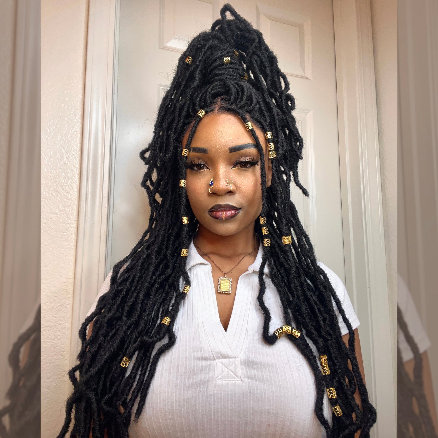 Tedhair 30 Inches 4X4 Boho Goddess Faux Locs Lace Closure Wigs 200% Density-100% Handmade