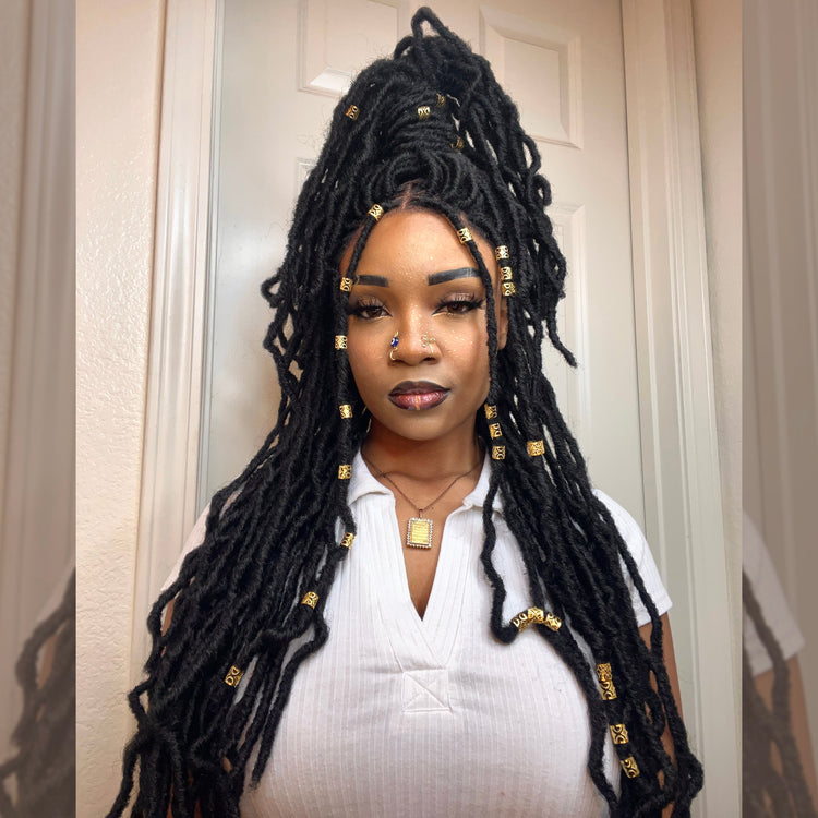 Tedhair 30 Inches 4X4 Boho Goddess Faux Locs Lace Closure Wigs 200% Density-100% Handmade